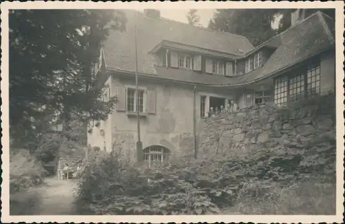 Ansichtskarte Dippoldiswalde Haus mit Steinterasse und Menschen 1955