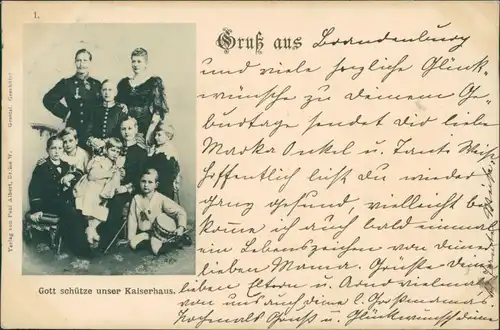 Ansichtskarte  Gott schütze unser Kaiserhaus. Kaiserfamilie mit Trommel 1898