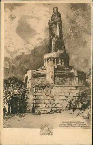 Ansichtskarte St. Pauli-Hamburg Bismarck-Denkmal - Künstlerkarte 1918 
