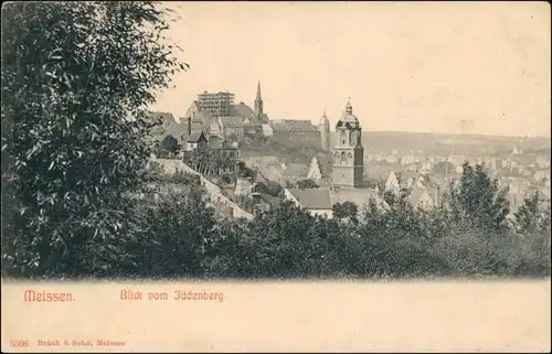 Ansichtskarte Meißen Blick vom Jüdenberg - eingerüstete Kirche 1908 