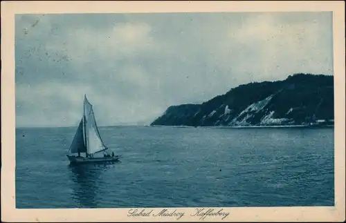 Postcard Misdroy Międzyzdroje Segelboot vor der Steilküste 1922 