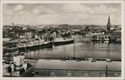 Postcard Aarhus Blick auf Hafen und Stadt 1934 
