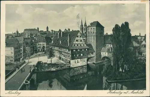 Ansichtskarte Nürnberg Henkersteg mit Maxbrücke 1943 