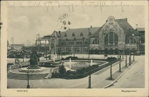 Ansichtskarte Aachen Partie am Hauptbahnhof 1917 