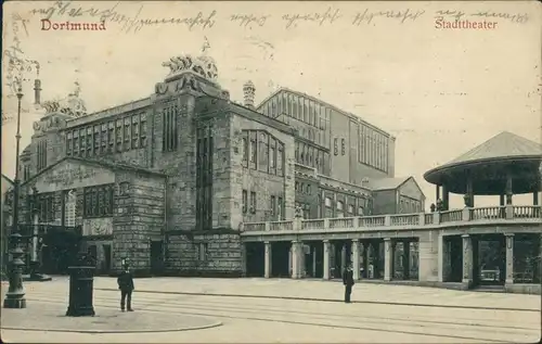 Ansichtskarte Dortmund Straßenpartie Stadttheater 1911 