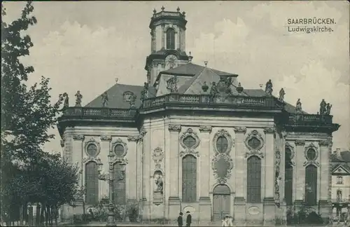 Ansichtskarte Saarbrücken Partie an der Ludwigskirche 1907 