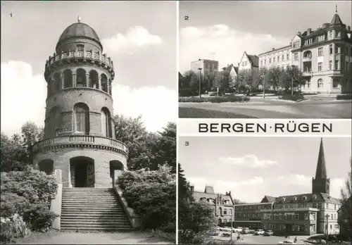Bergen (Rügen) 3 Bild: Ernst- Turm, Karl-Marx-Platz, Ratskeller 1979