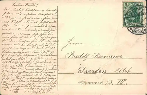 Ansichtskarte  Im Kampfe Strark - Patriotika 1. WK 1915 Goldrand