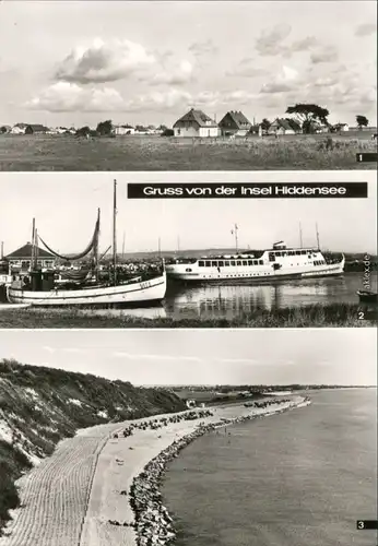 Hiddensee Hiddensjö, Hiddensöe Strand, Steilküste und Hafen 1978 