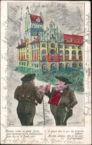 Ansichtskarte Maxvorstadt-München Scherzkarten Neues Justizgebäude 1900