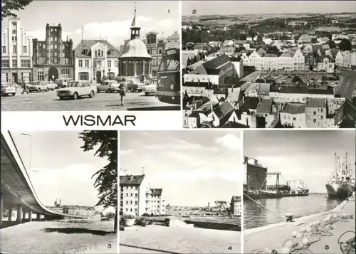 Foto Ansichtskarte Wismar Markt, Hochbrücke, Hafen 1979