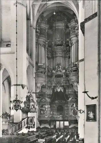 Ansichtskarte Rostock Marienkirche - Orgel mit Fürstenempore 1978