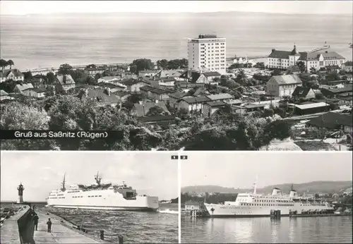 Sassnitz Saßnitz Schwedenfährschiff "Skäne", Fährschiff Saßnitz im Hafen c1981