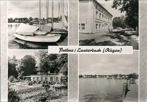 Ansichtskarte Putbus Hafen, Konsum-Hotel, Rosencafé im Rosengarten 1981