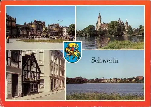 Ansichtskarte Schwerin Grunthalplatz, Schloss, Buschstraße, Teilansicht 1986