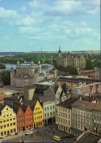Ansichtskarte Schwerin Blick zur Altstadt mit Theater und Schloß 1986