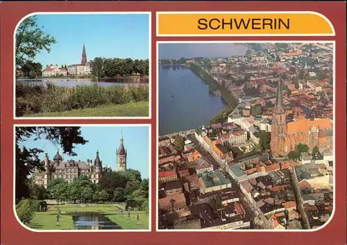 Ansichtskarte Ansichtskarte Schwerin Am Burgsee, Schloß, Übersicht 1987