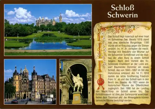 Ansichtskarte Schwerin Schweriner Schloss, Reiterdenkmal 2001
