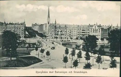 Postcard Djurgården-Stockholm Straßenpartie 1912 