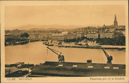 CPA Bayonne Panorama mit Hafen 1922 