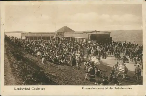 Ansichtskarte Cuxhaven Promenadenkonzert bei den Seebadeanstalten 1926 