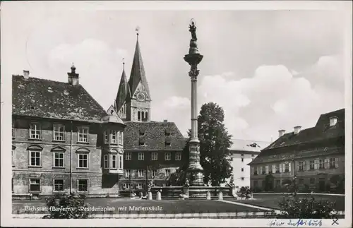 Ansichtskarte Eichstätt Residenzplatz mit Mariensäule 1935 