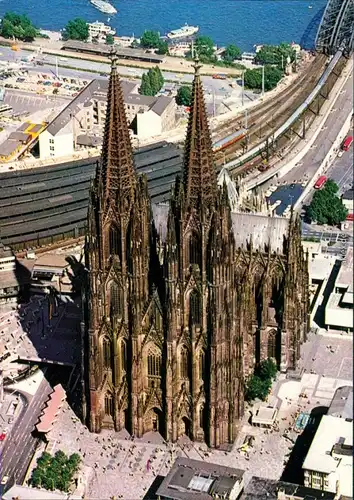 Ansichtskarte Köln Luftbild - Kölner Dom und Rheinufer 1994