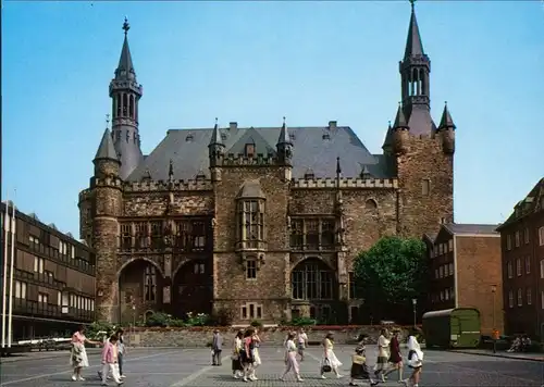 Ansichtskarte Aachen Katschhof mit Rathaus 1995