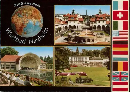 Ansichtskarte Bad Nauheim Konzertplatz, Kurhaus, Brunnen 1995