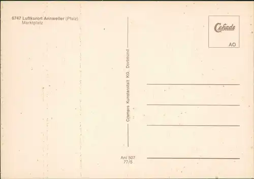 Ansichtskarte Annweiler am Trifels Marktplatz 1977
