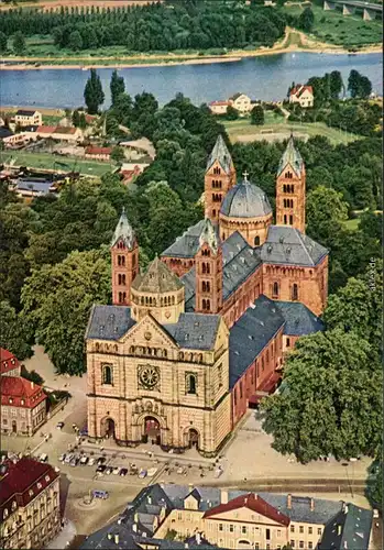 Ansichtskarte Speyer Luftbild - Kaiserdom und Rhein 1990