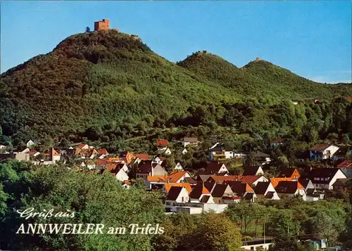 Ansichtskarte Annweiler am Trifels Blick auf den Ort mit Burg 1990