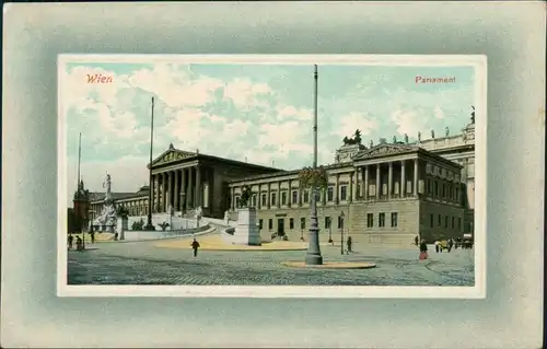 Ansichtskarte Wien Passepartout - Partie am Parlament 1913 