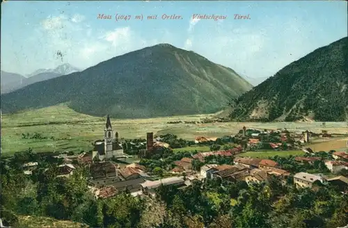 Mals (Vinschgau) Malles Venosta Mais mit Ortler, Vintschgau 1909 