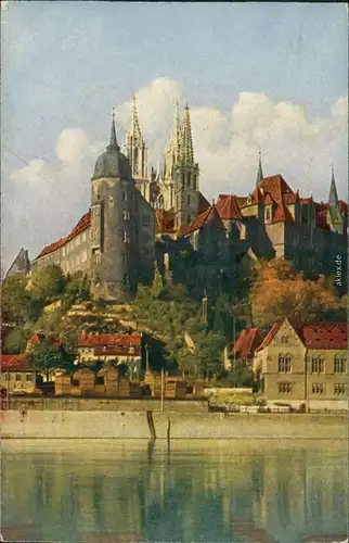 Ansichtskarte Meißen Naturfarben - Albrechtsburg und Dom 1920 