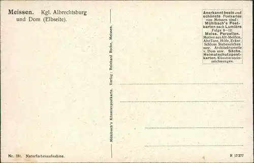 Ansichtskarte Meißen Naturfarben - Albrechtsburg und Dom 1920 