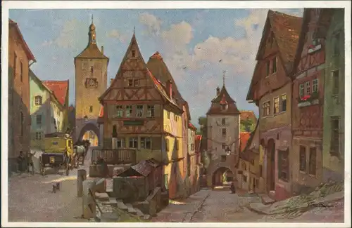 Rothenburg ob der Tauber Künstlerkarte: Alter Häuser - trauter Winkel 1914 