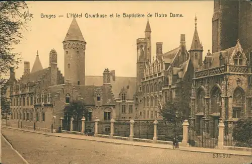 Postkaart Brügge Brugge | Bruges Straßenpartie Hotel Gruuthuse 1914 