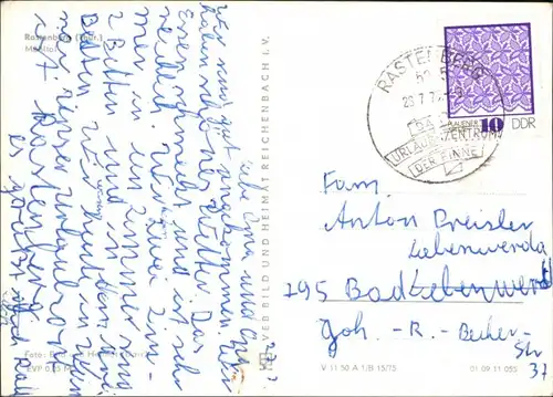 Ansichtskarte Rastenberg (Thüringen) Mühltal 1975