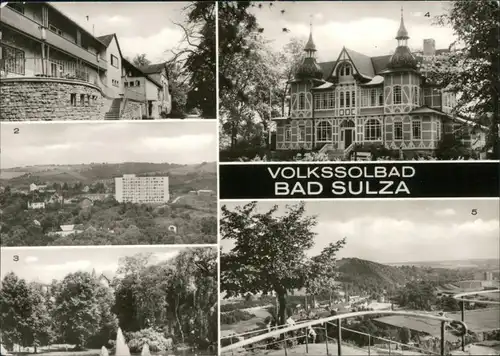 Ansichtskarte Bad Sulza Kurhaus, Wismut-Sanatorium, Kurpark, Inhalatorium 1980