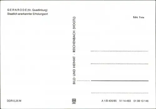 Ansichtskarte Gernrode-Quedlinburg Ausflugslokal "Bückemühle" 1985
