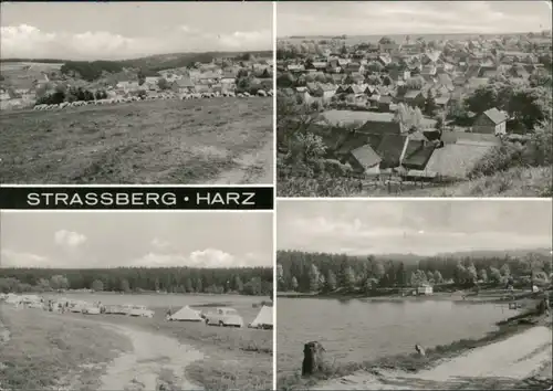 Ansichtskarte Straßberg-Harzgerode Panorama, Zeltplatz, See 1975