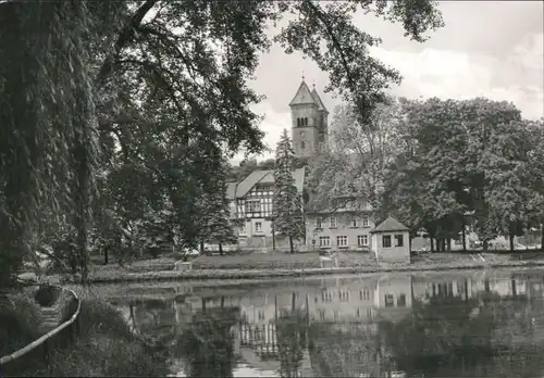 Ansichtskarte Bad Klosterlausnitz Dorfteich und Kirche 1988