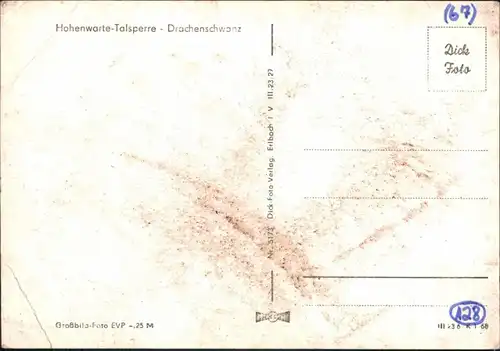 Ansichtskarte Linkenmühle Hohenwartetalsperre - Drachenschwanz 1968