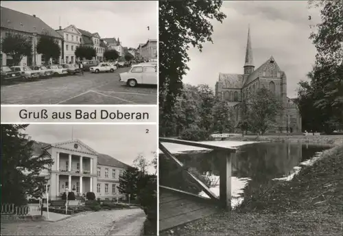 Ansichtskarte Bad Doberan Markt, Sanatorium "Moorbad", Münster 1986