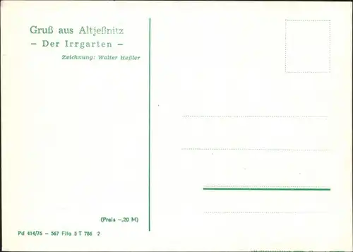 Ansichtskarte Altjeßnitz-Raguhn-Jeßnitz Der Irrgarten Grafik 1976