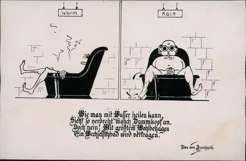 Berggießhübel-Bad Gottleuba- Wasser heilen kann : Wechselbad Karikatur 1960