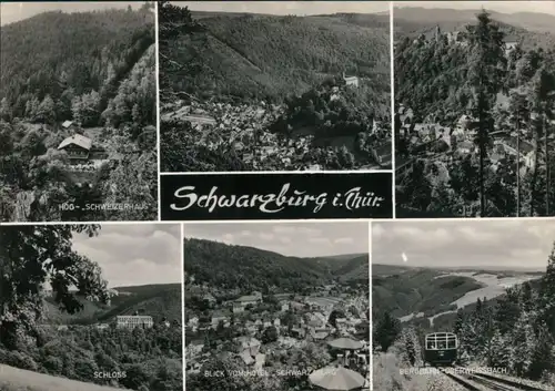 Ansichtskarte Schwarzburg HOG Schweizerhaus, Schloss, Bergbahn 1968