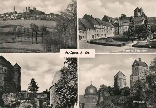 Ansichtskarte Stolpen Burgruine, Markt, Panorama 1964