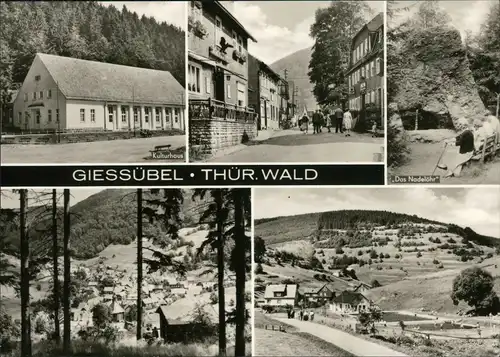 Gießübel-Schleusegrund Kulturhaus, Straße, das Nadelöhr, Panorama 1972